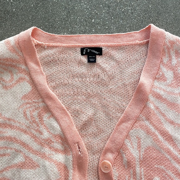 Art Class pink and white swirl cropped cardigan - Picture 2 of 2
